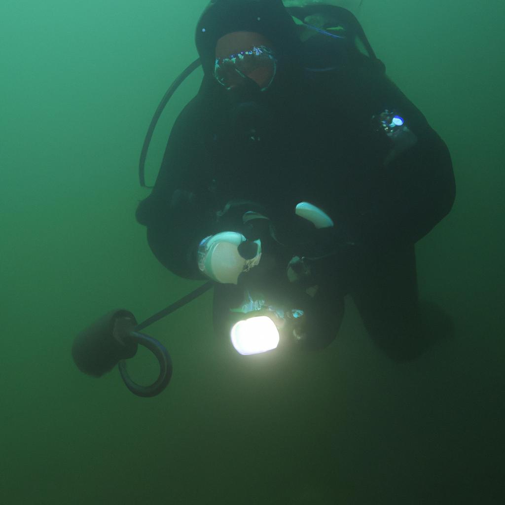 Person inspecting underwater assets