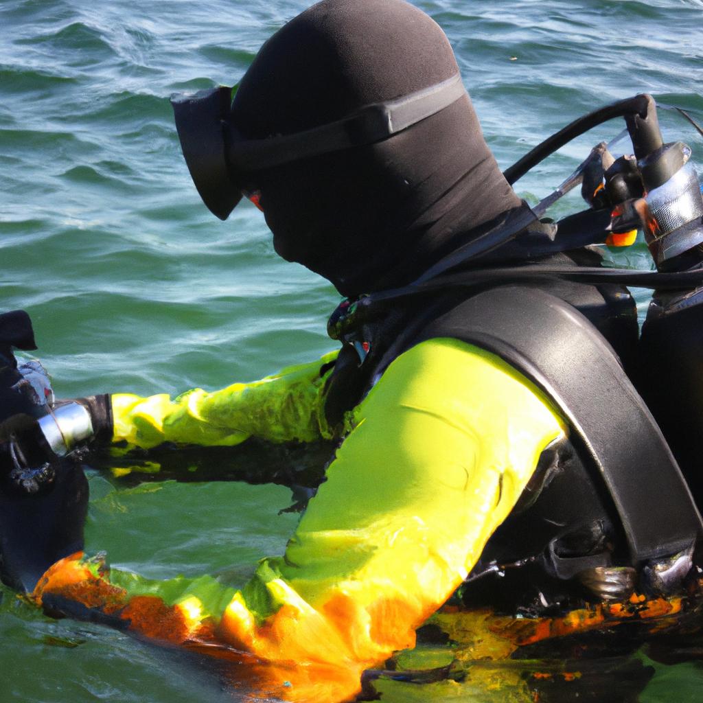 Person in scuba gear inspecting
