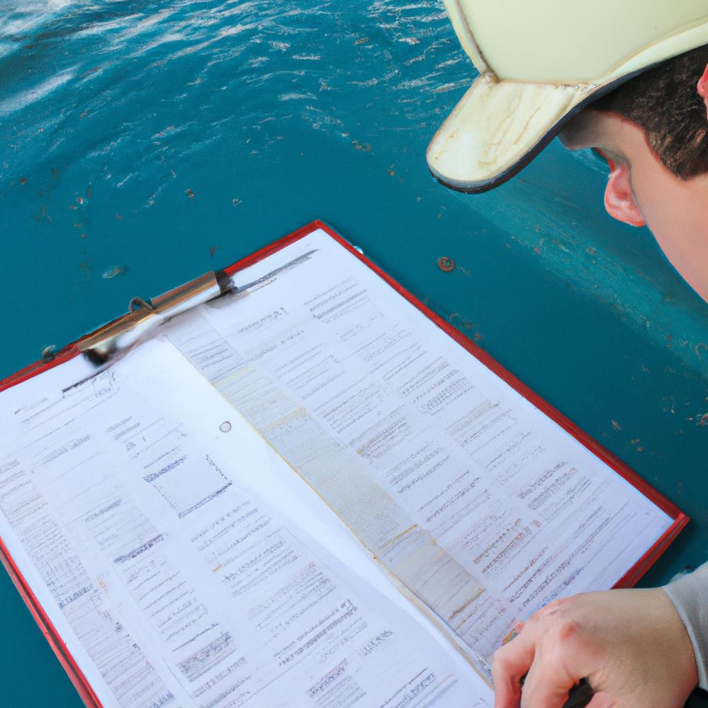 Person reviewing underwater inspection records