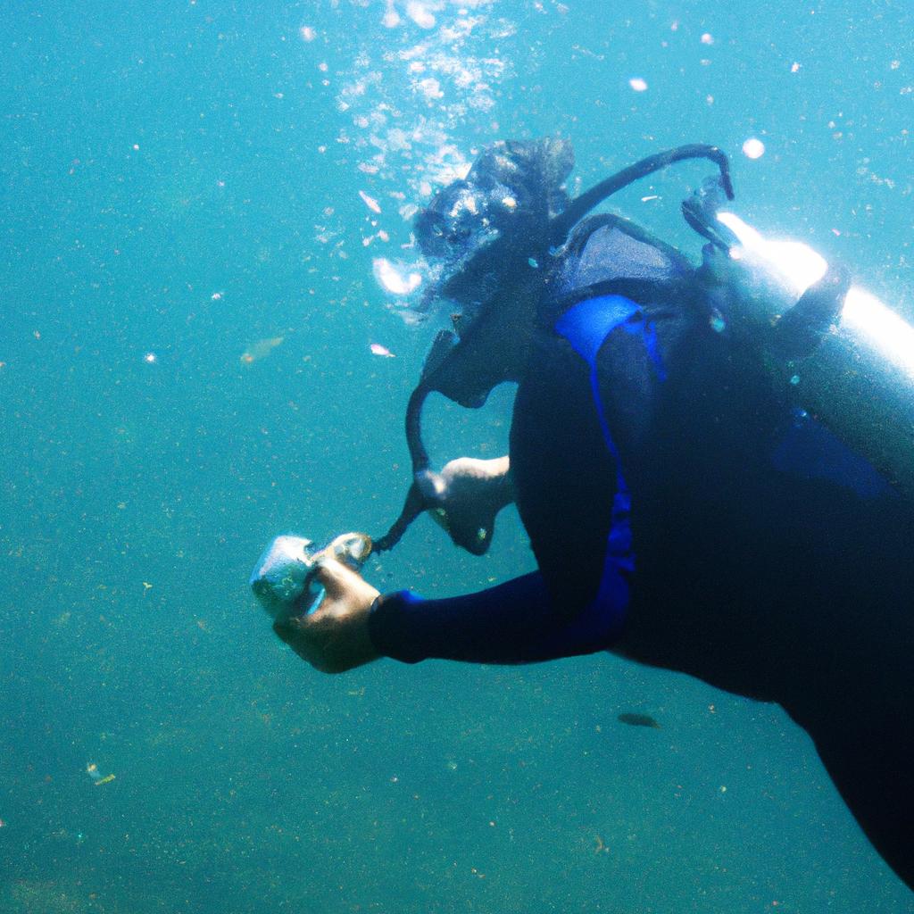 Person conducting underwater inspection activities